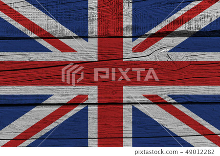 United Kingdom flag painted on old wood plank United Kingdom flag painted on old wood plank 49012282