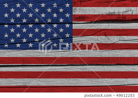 United States flag painted on old wood plank United States flag painted on old wood plank 49012283