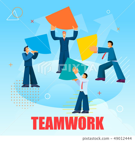 Flat Banner Lettering Written Teamwork Vector. Flat Banner Lettering Written Teamwork Vector. 49012444
