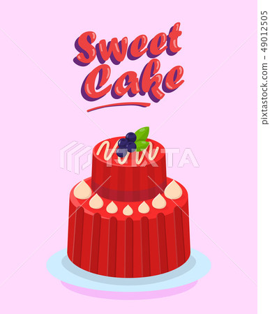 Delicious Two Tier Cake Flat Cartoon Illustration Delicious Two Tier Cake Flat Cartoon Illustration 49012505