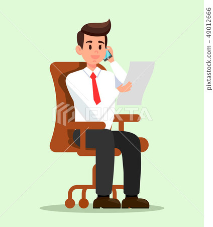 Office Man Talking on Phone Flat Illustration 49012666