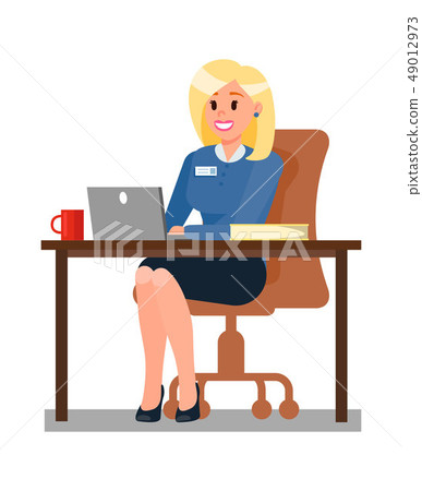 Woman Working in Office Flat Vector illustration Woman Working in Office Flat Vector illustration 49012973