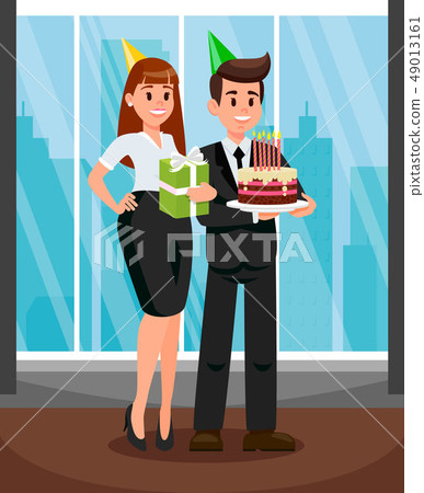 Workers at Office Party Flat Vector Illustration 49013161