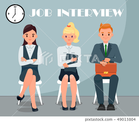 Job Interview Flat Vector Illustration with Text - Stock Illustration ...
