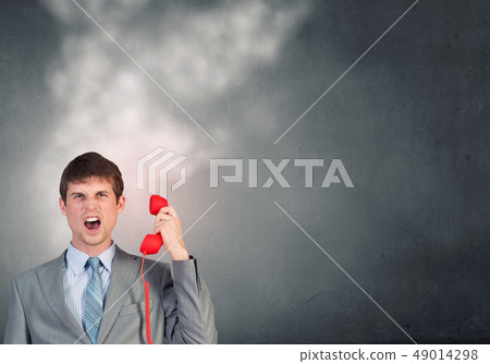 Businessman with red receiver 49014298