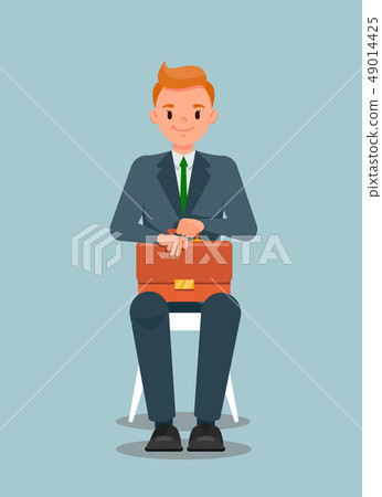 Office Worker with Briefcase Sitting Illustration Office Worker with Briefcase Sitting Illustration 49014425