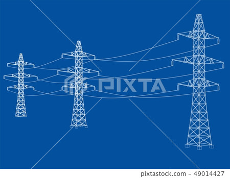 Electric pylons or electric towers concept. Vector Electric pylons or electric towers concept. Vector 49014427