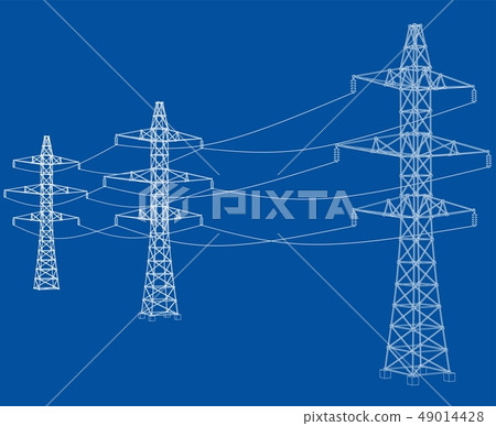 Electric pylons or electric towers concept. Vector Electric pylons or electric towers concept. Vector 49014428