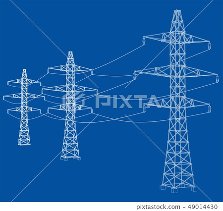Electric pylons or electric towers concept. Vector Electric pylons or electric towers concept. Vector 49014430