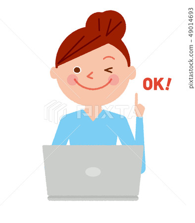 Woman personal computer ok illustration vector 49014693