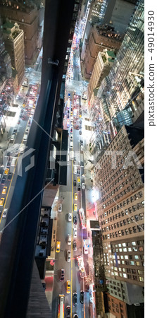 Traffic at night along the avenue, aerial view 49014930