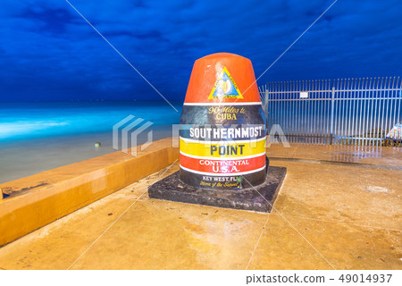 Southernmost Point landmark at night, Key West, 49014937