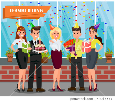 Workers at Corporate Party Vector Illustration Workers at Corporate Party Vector Illustration 49015355