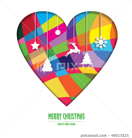 愉快的聖誕節和心臟裝飾例證 49015825