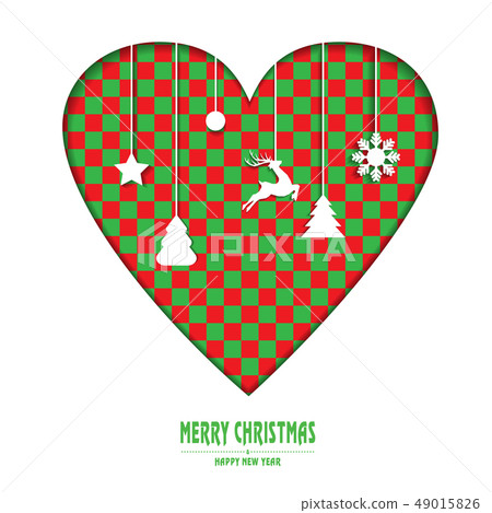 愉快的聖誕節和心臟裝飾例證 49015826