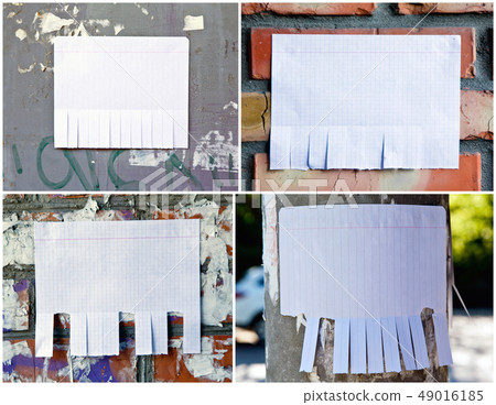 Blank white paper with tear off tabs Blank white paper with tear off tabs 49016185