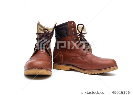 Male brown leather boot, footwear fashion isolated 49016306