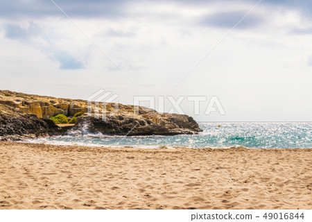 high cliff above the sea, summer sea background, 49016844