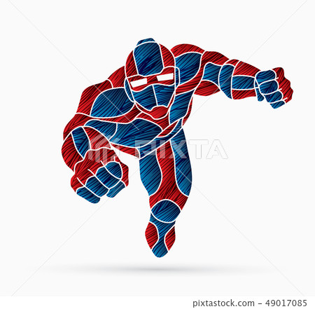 Superhero Robot flying action, Cartoon superhero Superhero Robot flying action, Cartoon superhero 49017085