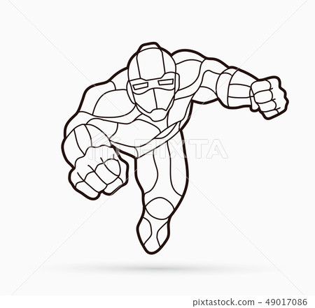 Superhero Robot flying action, Cartoon superhero Superhero Robot flying action, Cartoon superhero 49017086