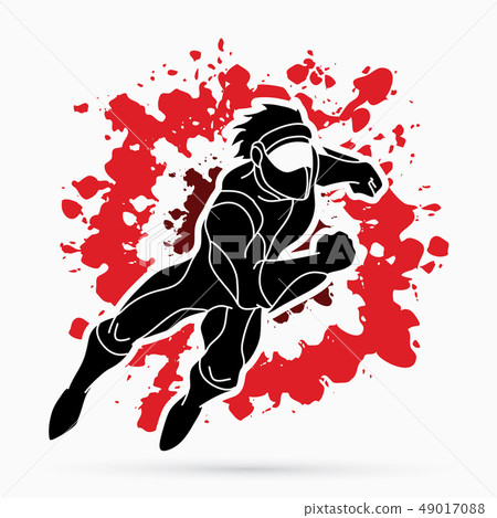 Superhero running action, Cartoon superhero vector Superhero running action, Cartoon superhero vector 49017088
