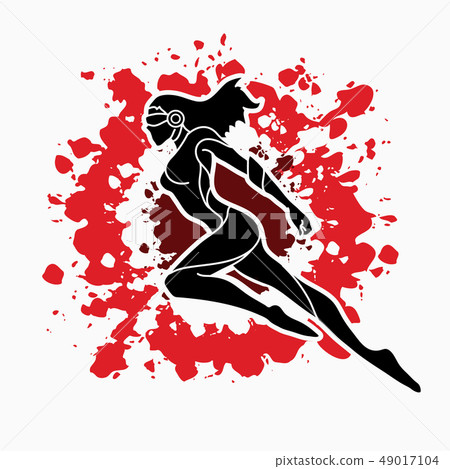 Superhero flying action, Cartoon superhero woman  49017104