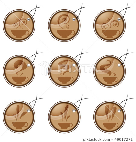 hot coffee cup on tags vector set designs hot coffee cup on tags vector set designs 49017271