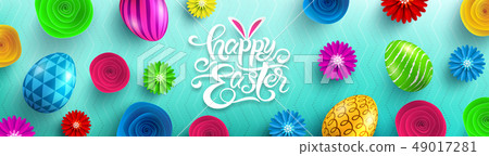 Happy Easter Day Poster.Vector illustration EPS10 Happy Easter Day Poster.Vector illustration EPS10 49017281