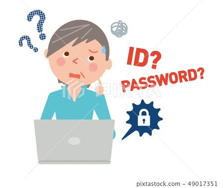 Female senior computer password illustration vector 49017351