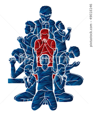 Group of Prayer, Christian praying together vector Group of Prayer, Christian praying together vector 49018146