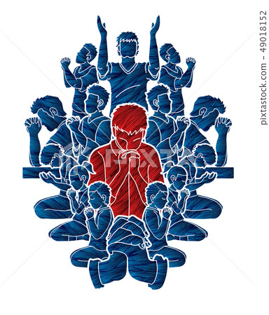 Group of Prayer, Christian praying together vector 49018152
