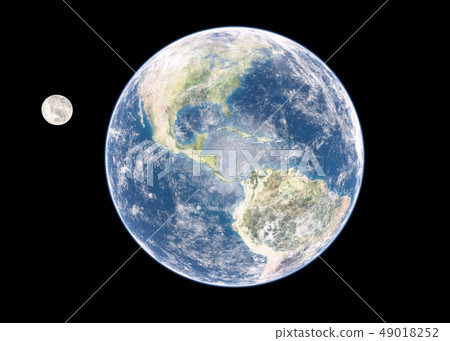Earth and moon perming3DCG illustration material 49018252