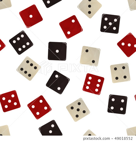 White, red and black dice. 49018552