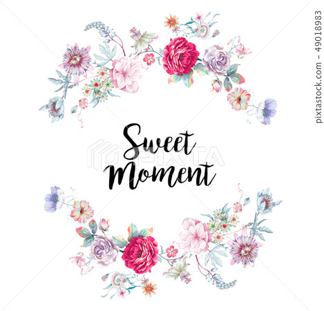 美麗的水彩牡丹花玫瑰花花卉 49018983