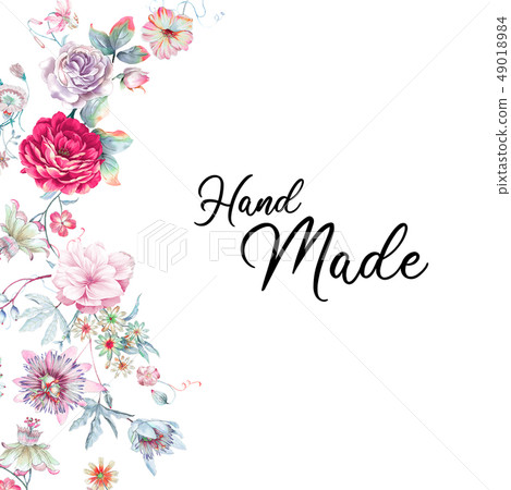 美麗的水彩牡丹花玫瑰花花卉 美麗的水彩牡丹花玫瑰花花卉 49018984