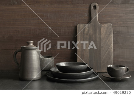 Crockery, clayware, dark utensils and stuff 49019250