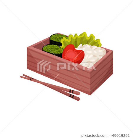 Japanese food in lunchbox. Healthy food east. Japanese food in lunchbox. Healthy food east. 49019261