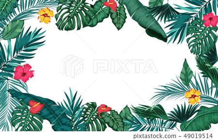 Tropical leaves isolated on white background - Stock Illustration ...