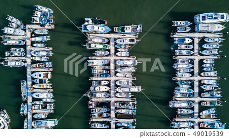 Yacht parking, A marina lot, Yacht and sailboat. Yacht parking, A marina lot, Yacht and sailboat. 49019539