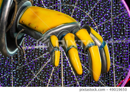 Iconic ninot against neon lights in Fallas Iconic ninot against neon lights in Fallas 49019650