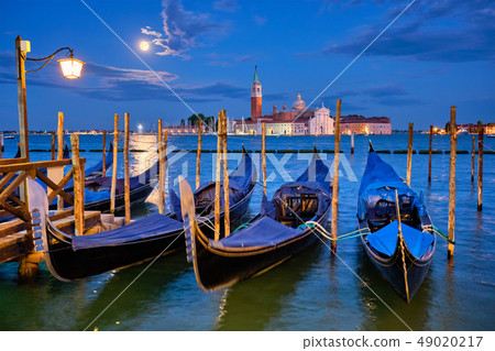San Giorgio Maggiore Church with full moon. Venice, Italy San Giorgio Maggiore Church with full moon. Venice, Italy 49020217
