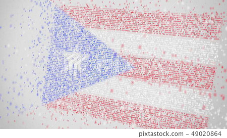 Falling numbers make up flag of PUERTO RICO. National digital technology related 3D rendering 49020864
