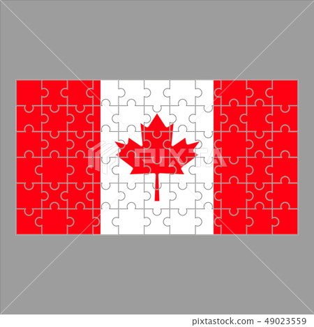 Canadian flag from puzzles on a gray background Canadian flag from puzzles on a gray background 49023559