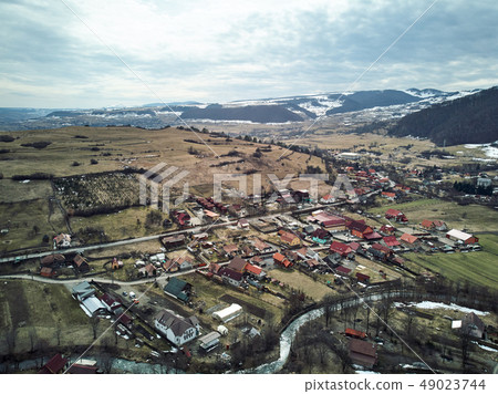 Aerial shot of famous Praid salt city at daylight Aerial shot of famous Praid salt city at daylight 49023744