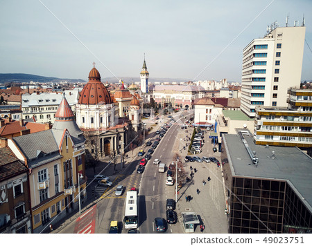 Aerial shot of Targu Mures old city Aerial shot of Targu Mures old city 49023751