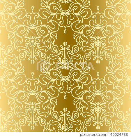 Oriental gold vector damask seamless pattern. Vector illustration. 49024788