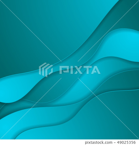 Bright blue material papercut waves abstract Bright blue material papercut waves abstract 49025356
