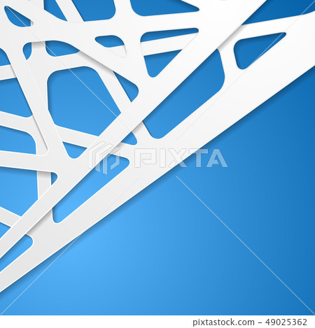 Abstract white papercut stripes on blue background Abstract white papercut stripes on blue background 49025362