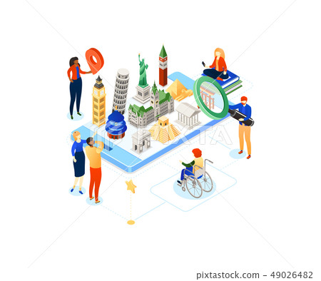 Travel around the world - colorful isometric illustration Travel around the world - colorful isometric illustration 49026482