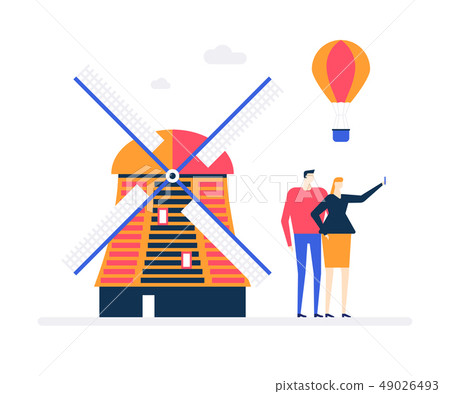 Travel to Netherlands - colorful flat design style illustration 49026493